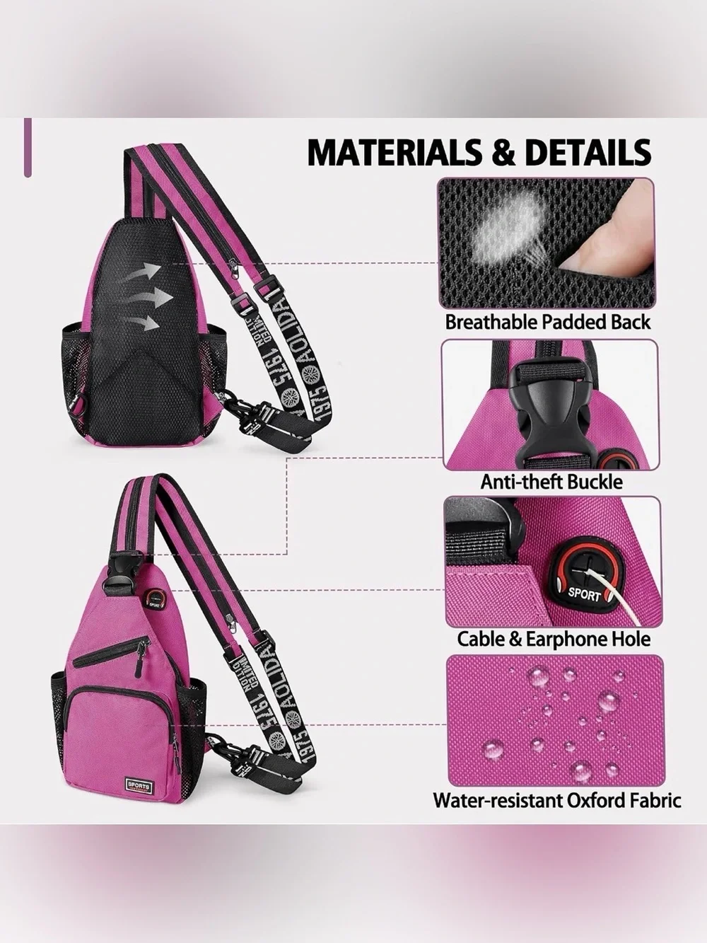Convertible Purple Sling Bag Crossbody Backpack
